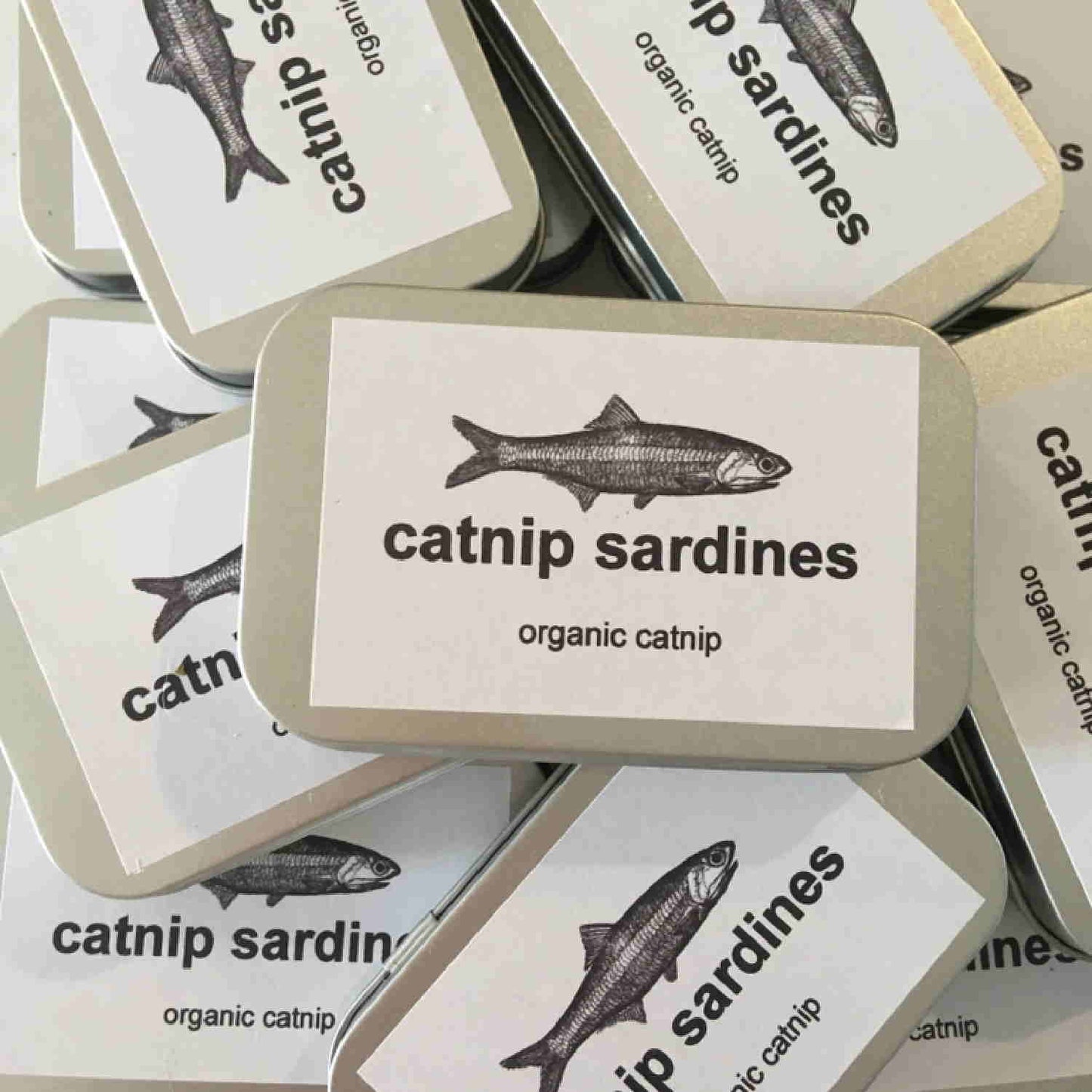 Organic Catnip Sardines Cat Toy - Closed Tin Pile - Floyd & Fleet