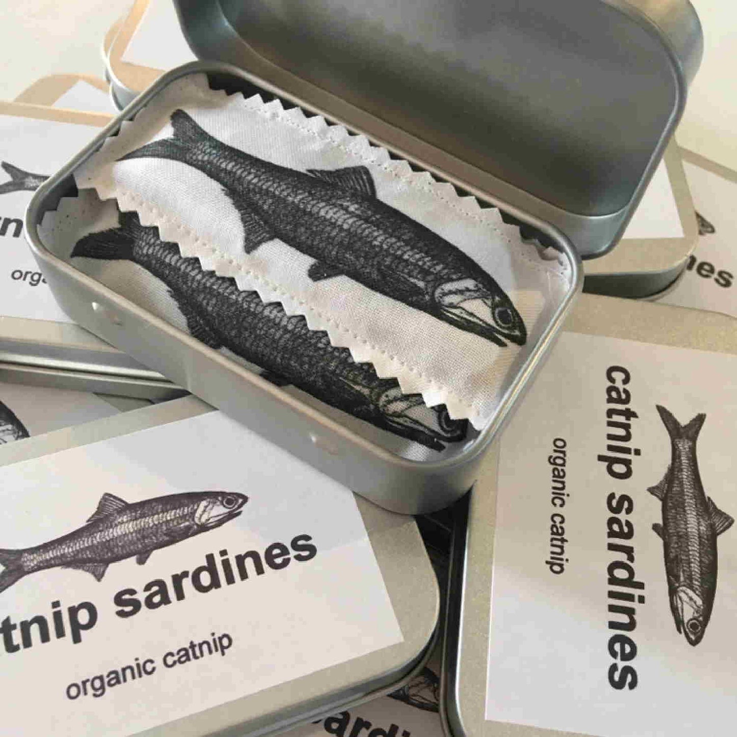 Organic Catnip Sardines Cat Toy - Open Tin Pile - Floyd & Fleet