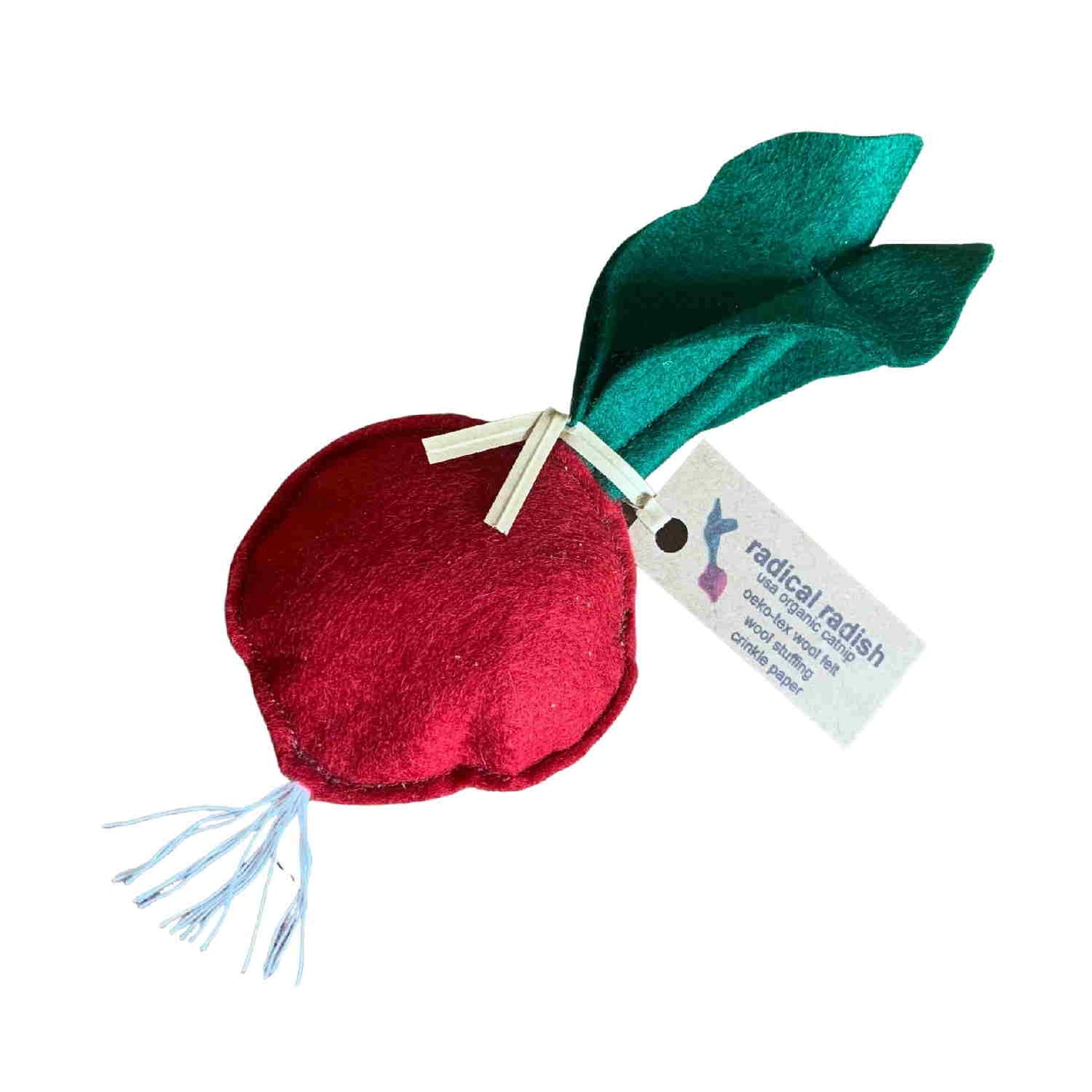 Woollen Crunchy Catnip Radish Cat Toy - Single Radish with Tie - Floyd & Fleet